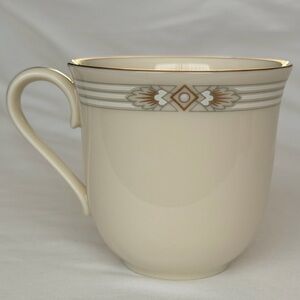Vintage Lenox Firelight Metropolitan Flat Cup Art Deco Gold Ivory China Mug Rare